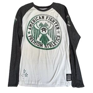 Affliction American Fighter Mens Shirt XL White Gray‎ Long Sleeve